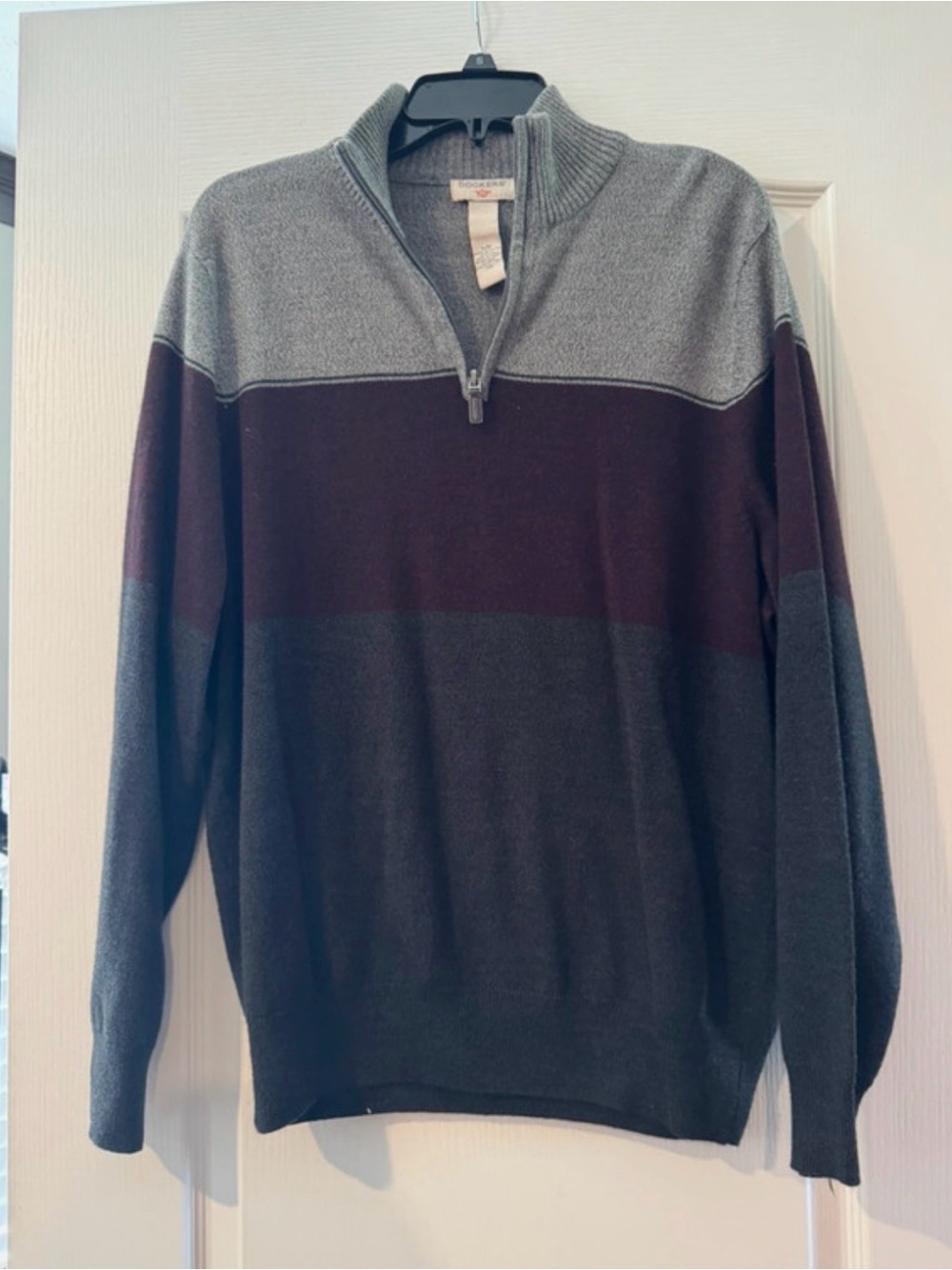 Dockers Men's Zip-Up Colorblock Sweater - Gray, Brown, Charcoal